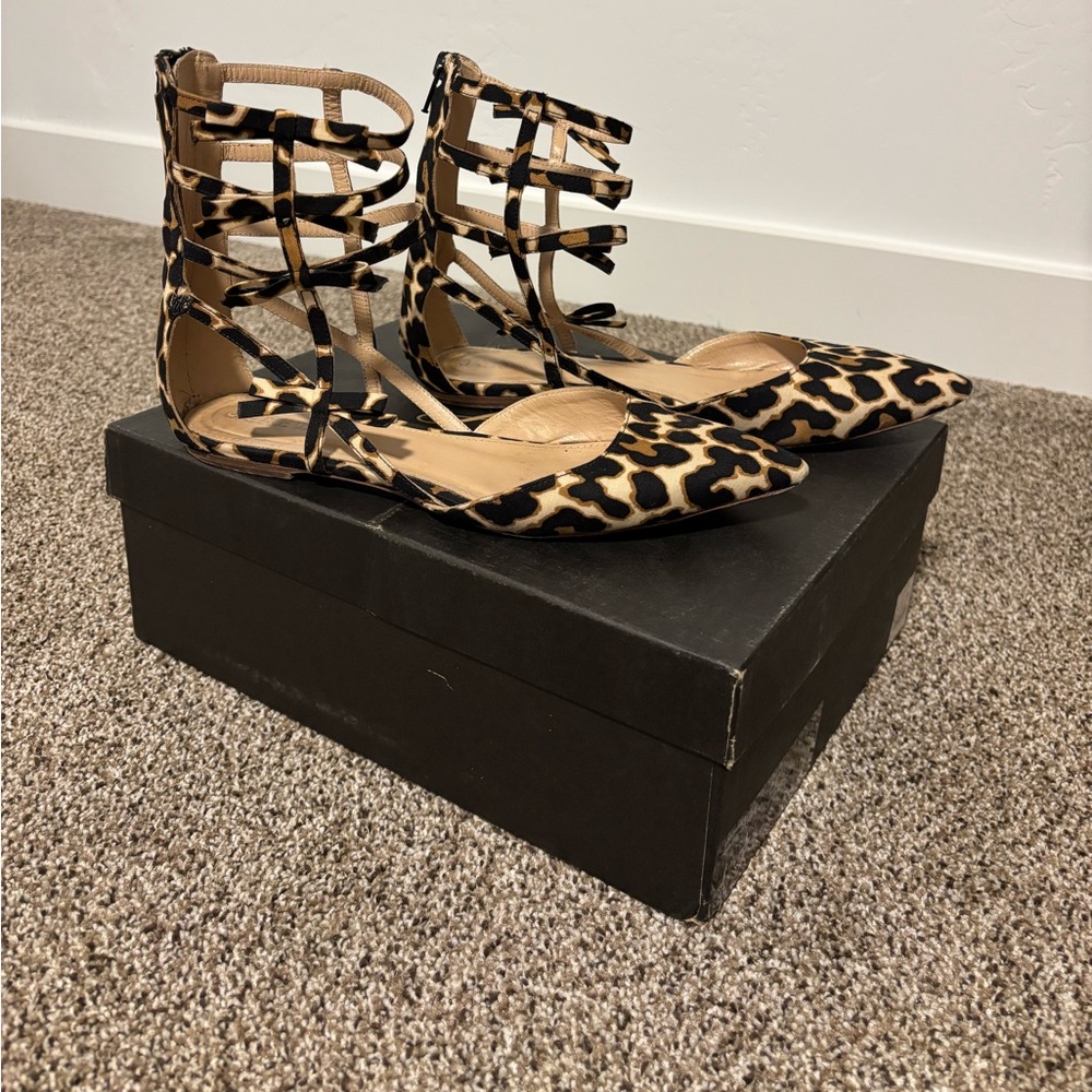 Leopard print gladiator flats with bows - J Crew